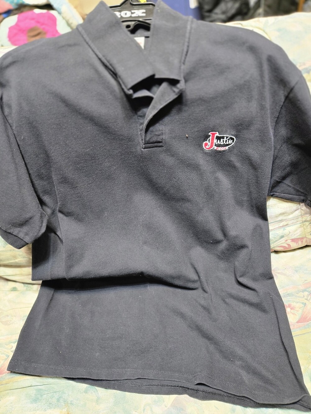 Mens Justin Boots Black Polo with Embroidered Jusrin Logo